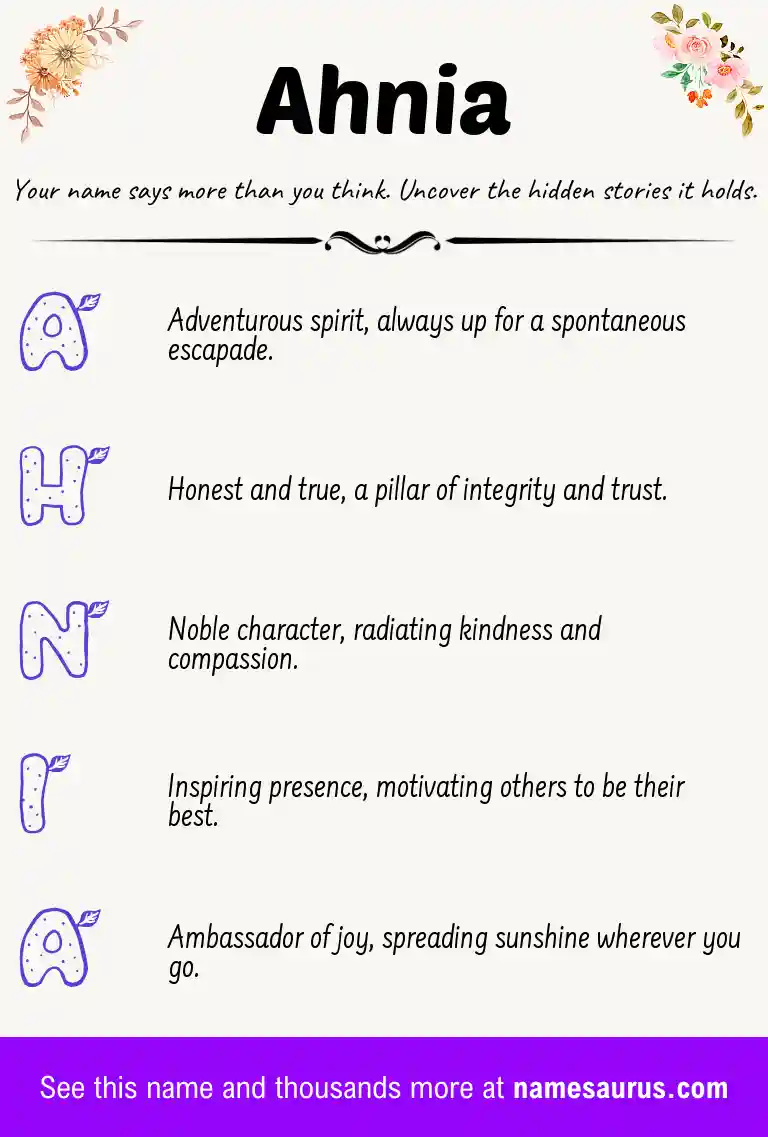 Acrostic poem about Ahnia.