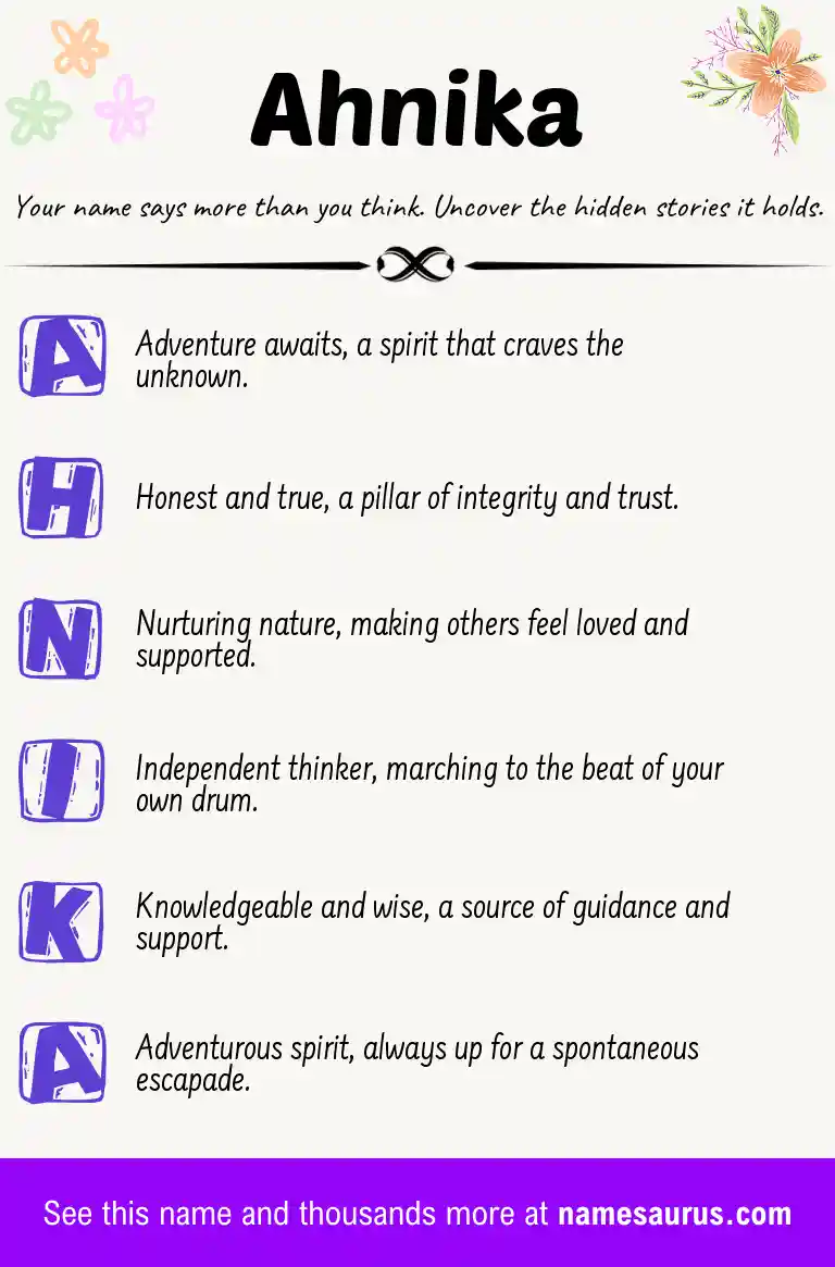 Acrostic poem about Ahnika.