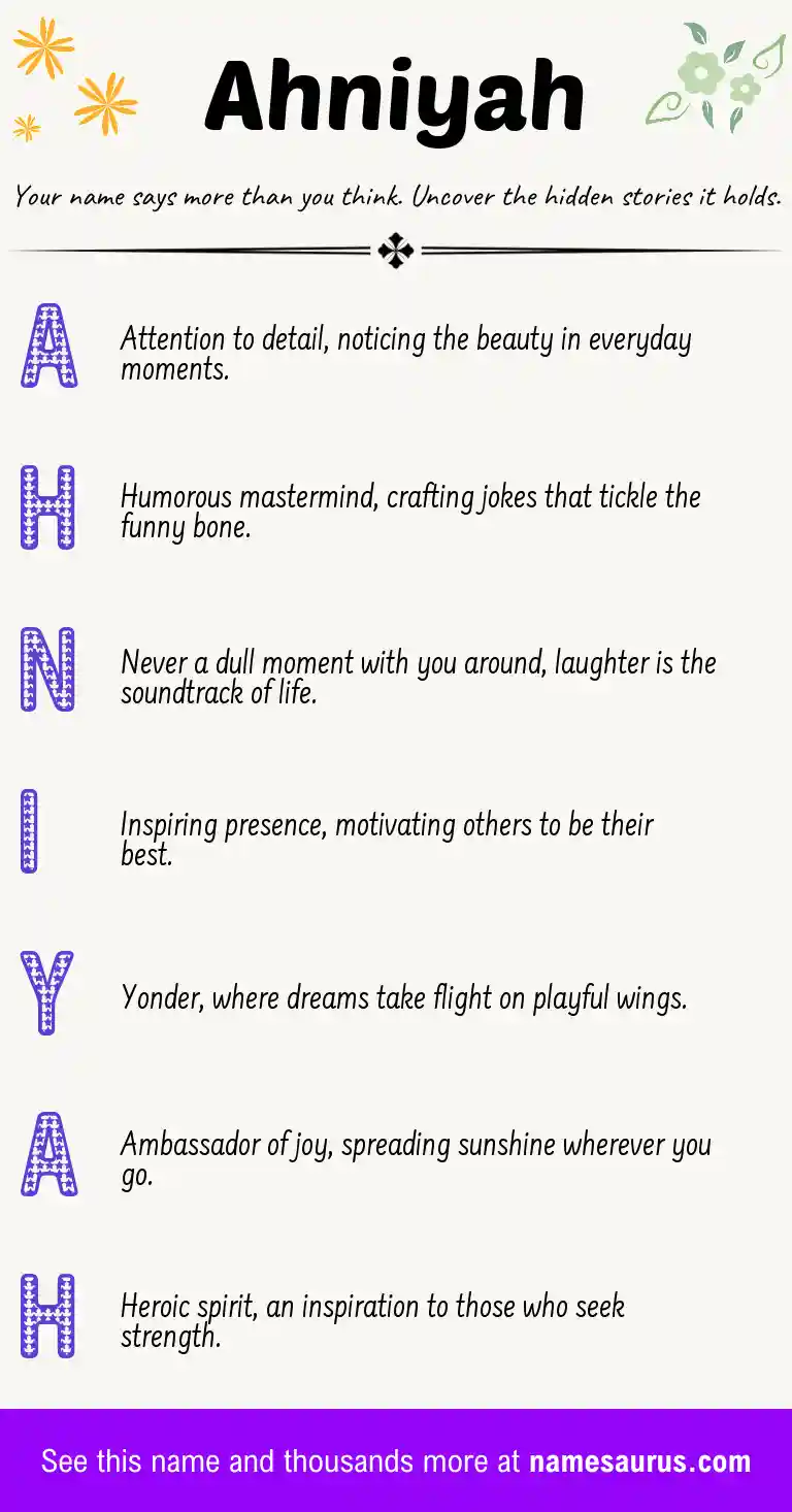 Acrostic poem about Ahniyah.