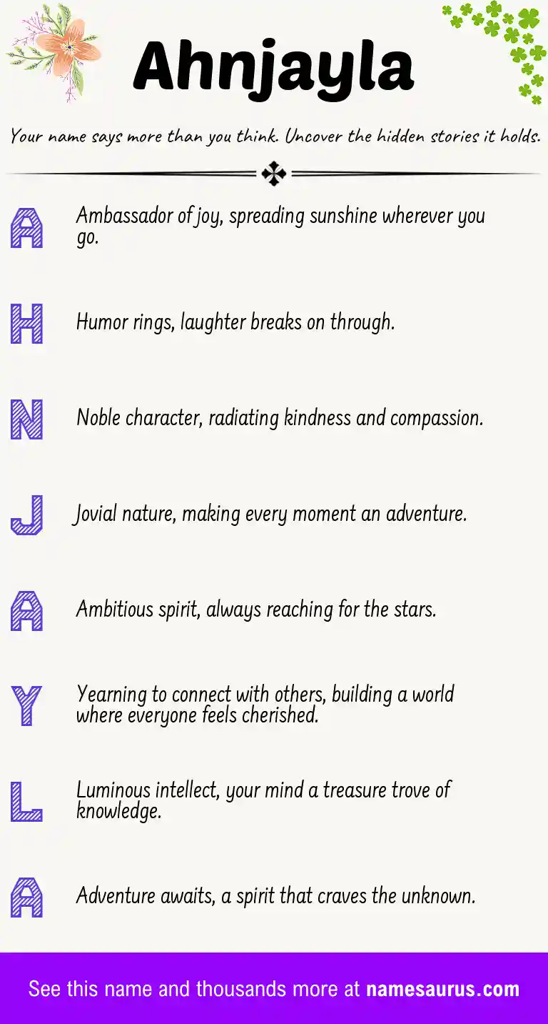 Acrostic poem about Ahnjayla.