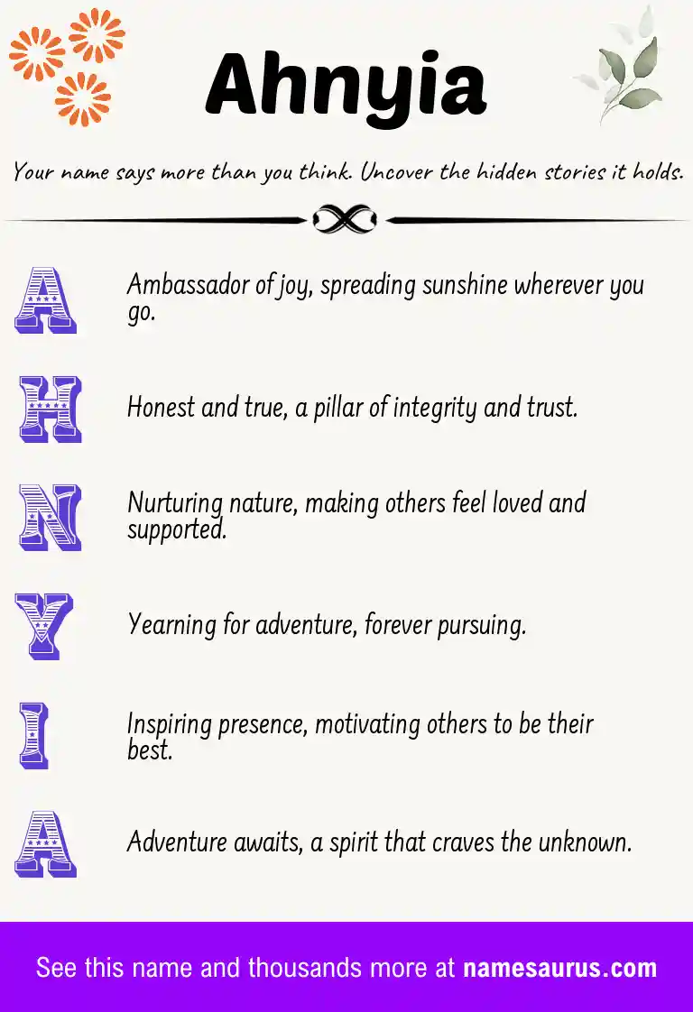Acrostic poem about Ahnyia.