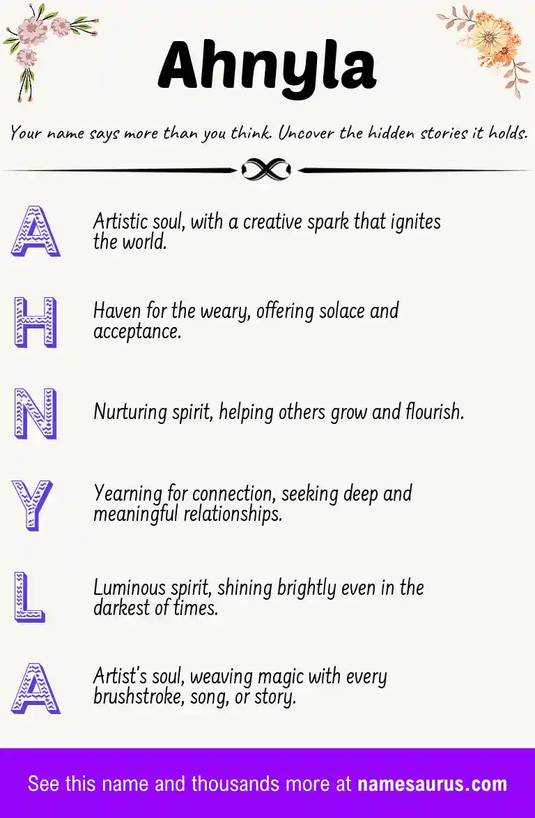 Acrostic poem about Ahnyla.
