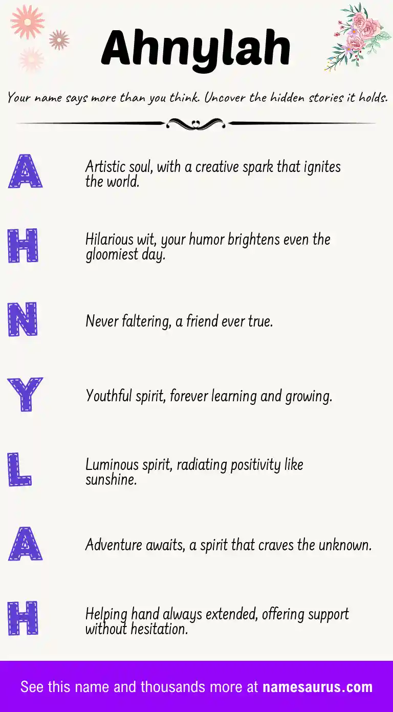 Acrostic poem about Ahnylah.