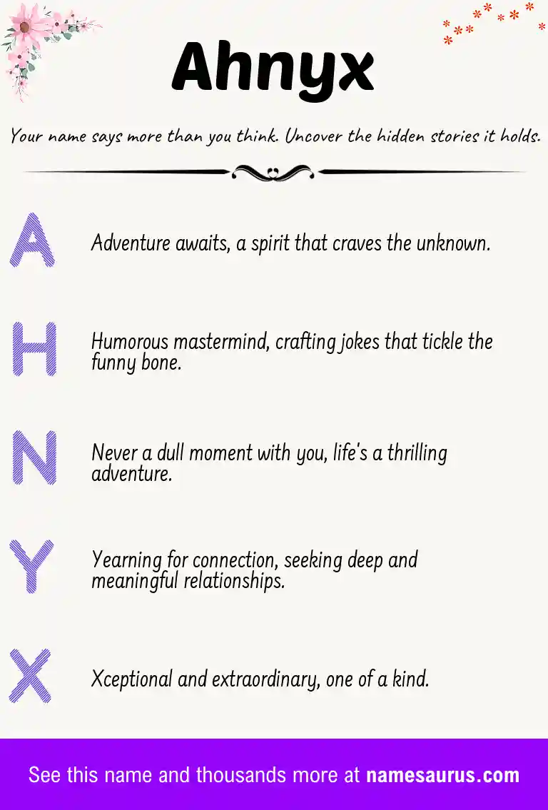 Acrostic poem about Ahnyx.