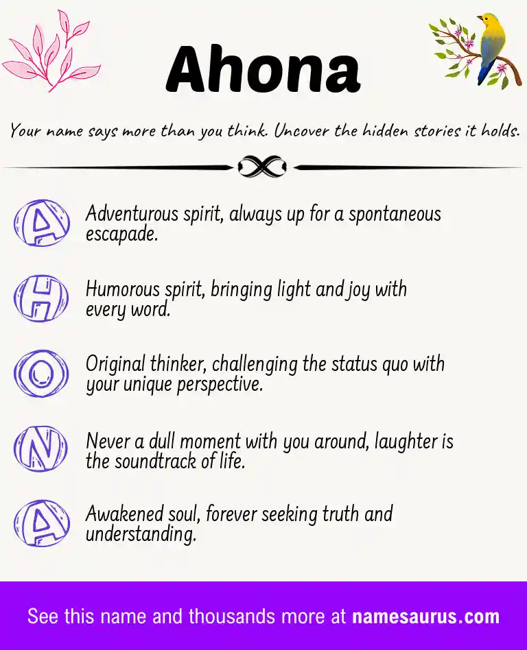 Acrostic poem about Ahona.