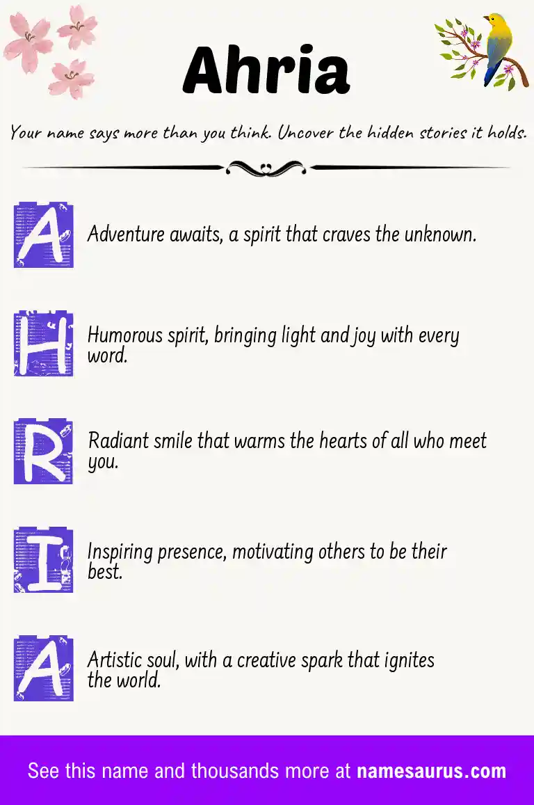 Acrostic poem about Ahria.