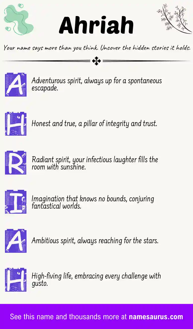 Acrostic poem about Ahriah.