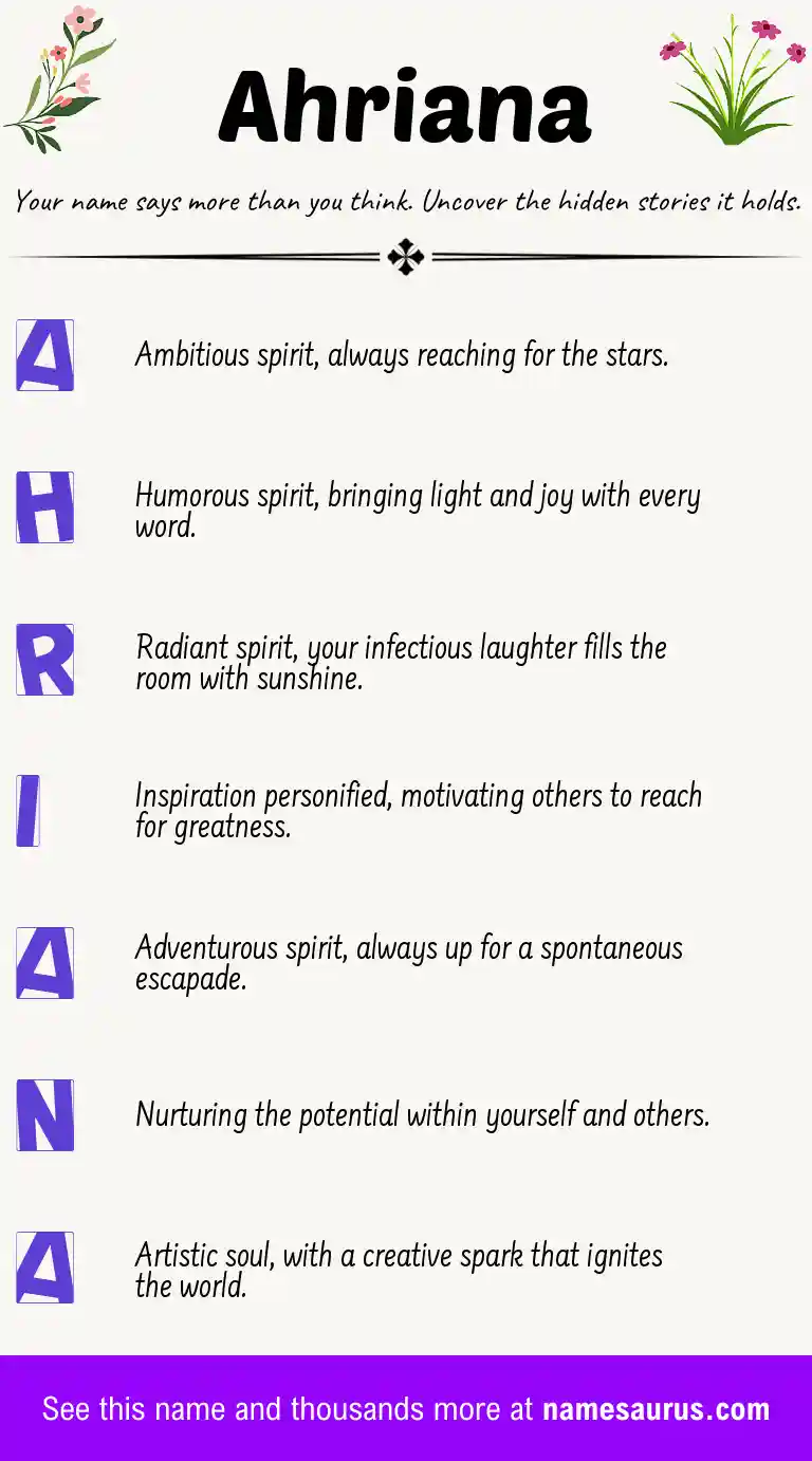 Acrostic poem about Ahriana.