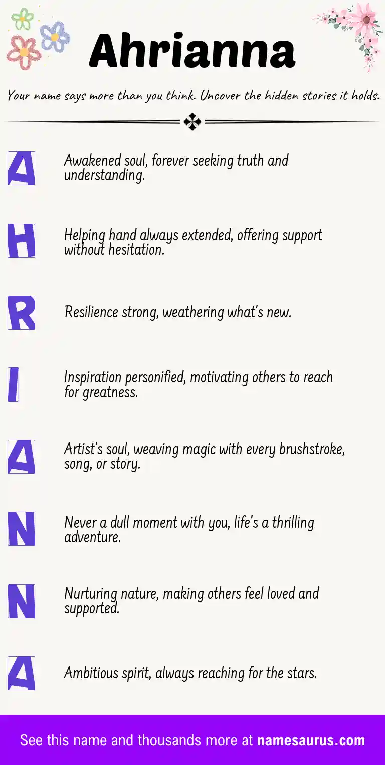 Acrostic poem about Ahrianna.