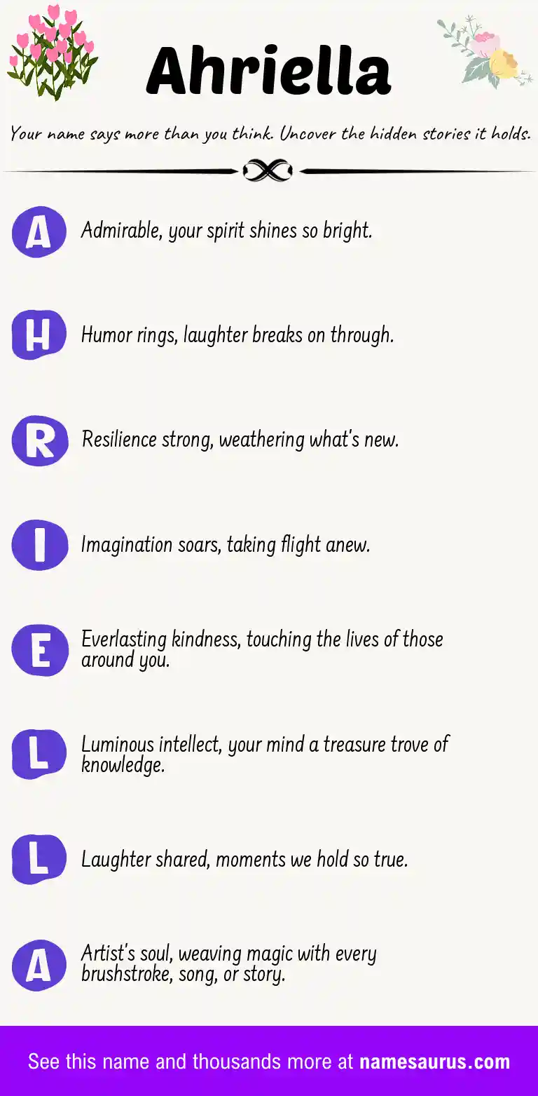 Acrostic poem about Ahriella.
