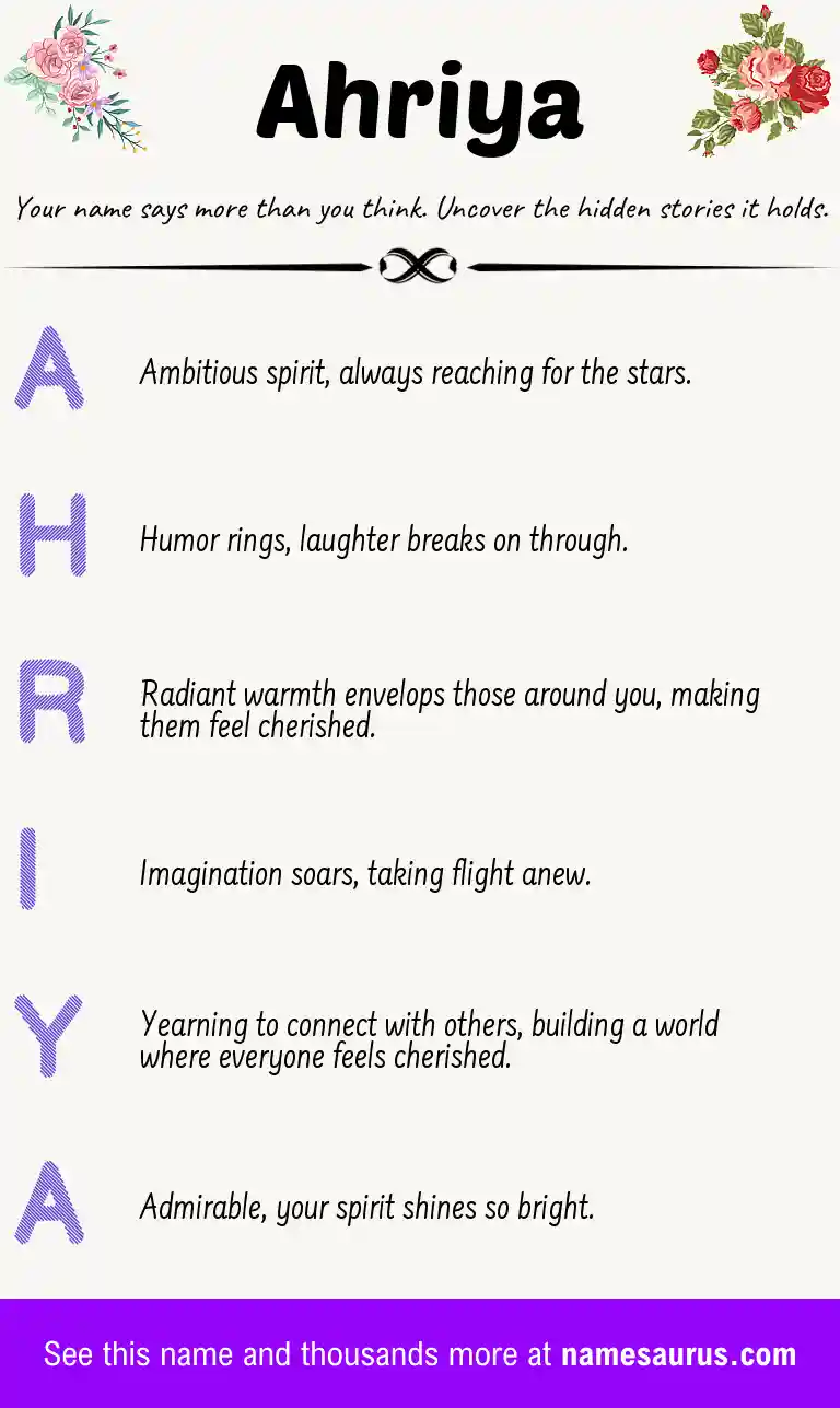 Acrostic poem about Ahriya.