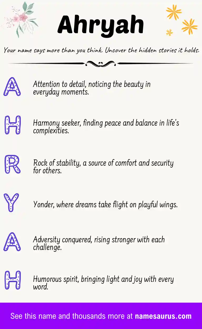 Acrostic poem about Ahryah.