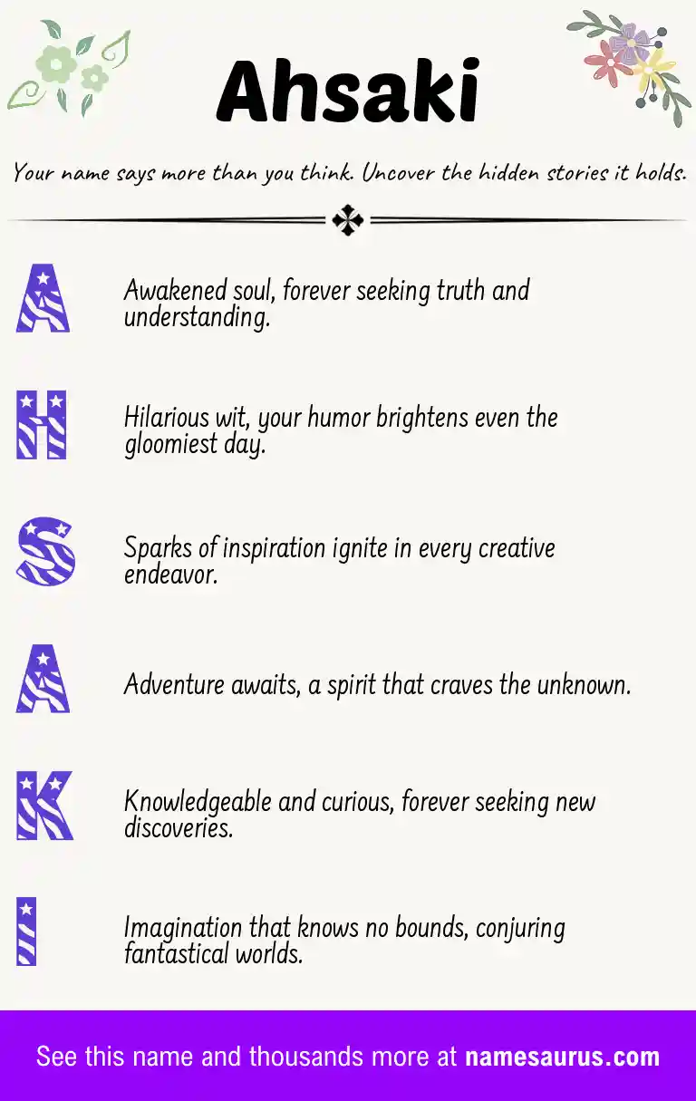 Acrostic poem about Ahsaki.