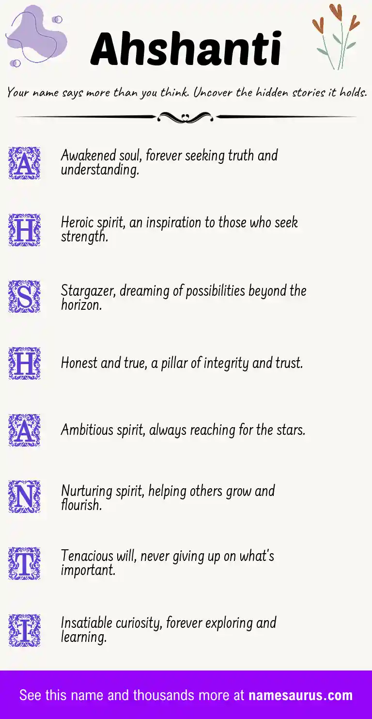 Acrostic poem about Ahshanti.