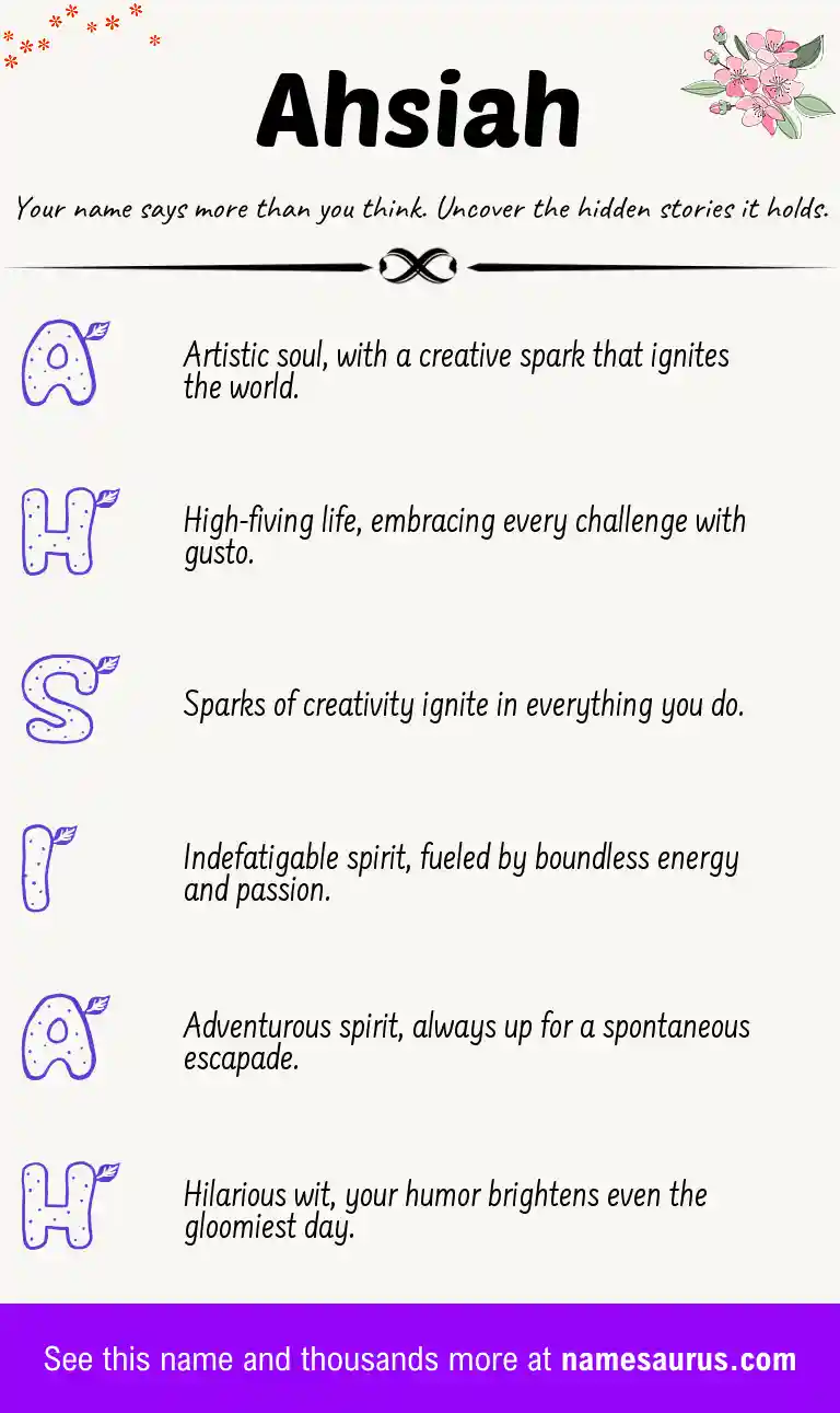 Acrostic poem about Ahsiah.