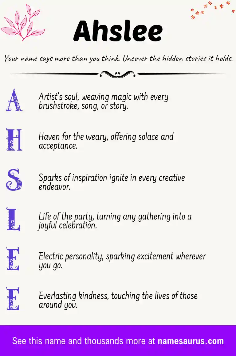 Acrostic poem about Ahslee.
