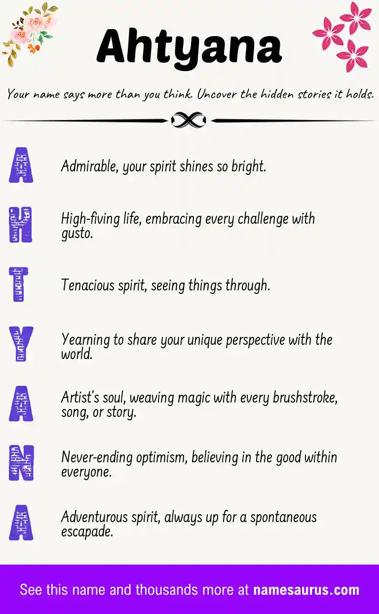Acrostic poem about Ahtyana.