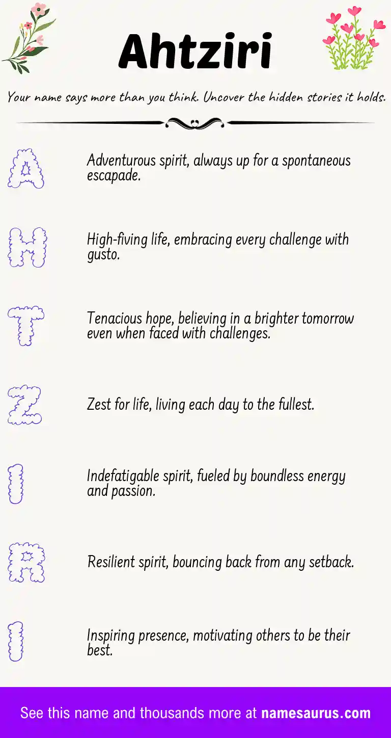 Acrostic poem about Ahtziri.