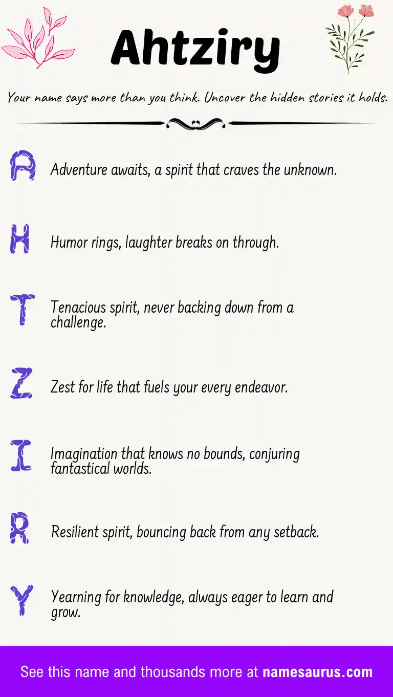 Acrostic poem about Ahtziry.