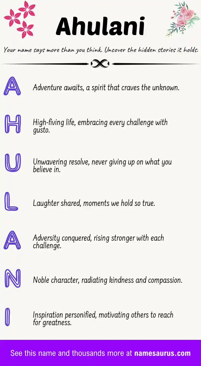 Acrostic poem about Ahulani.