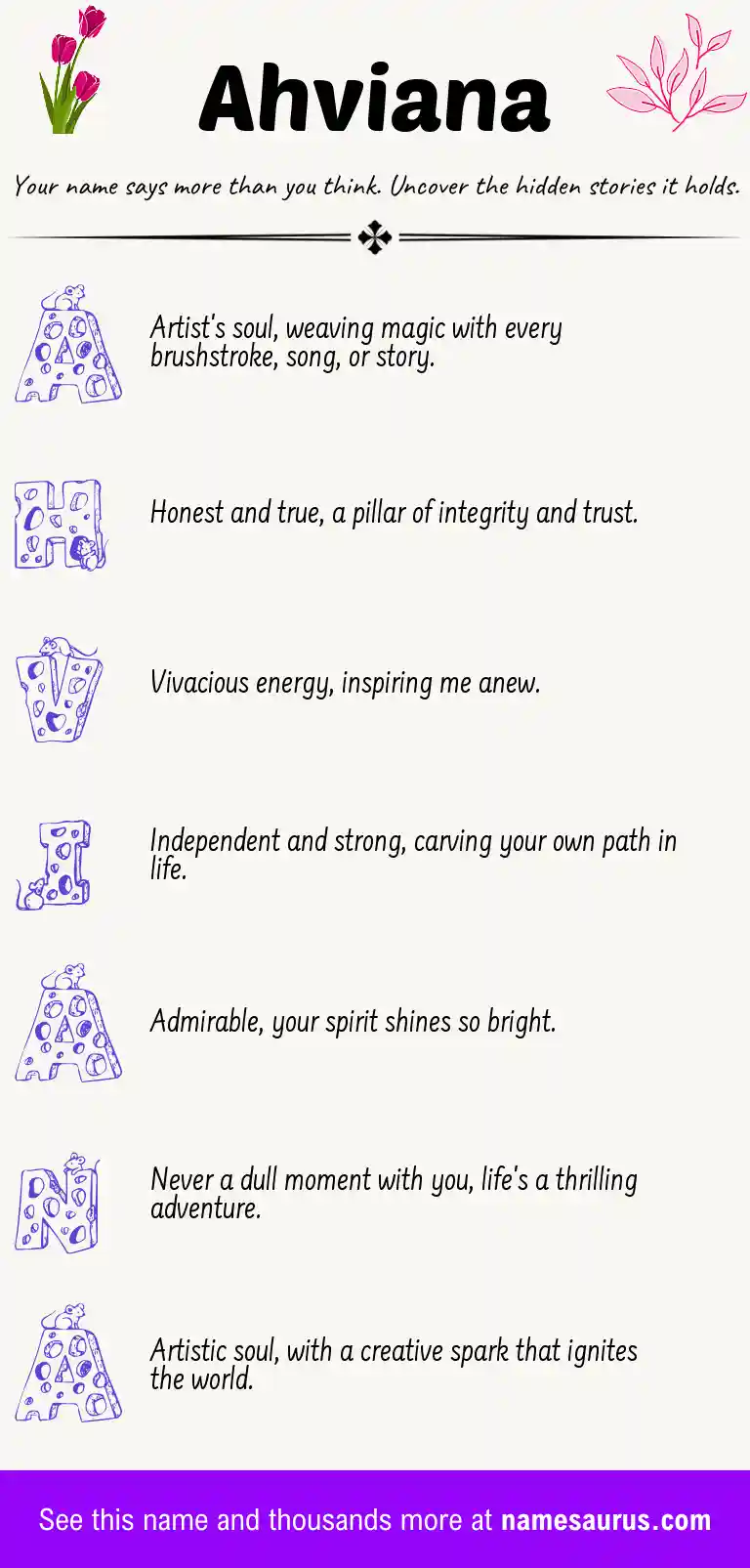Acrostic poem about Ahviana.