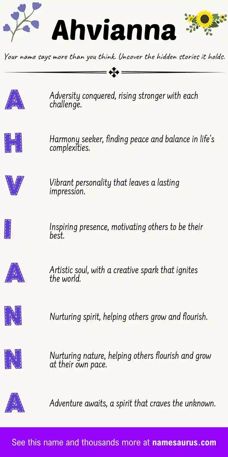 Acrostic poem about Ahvianna.
