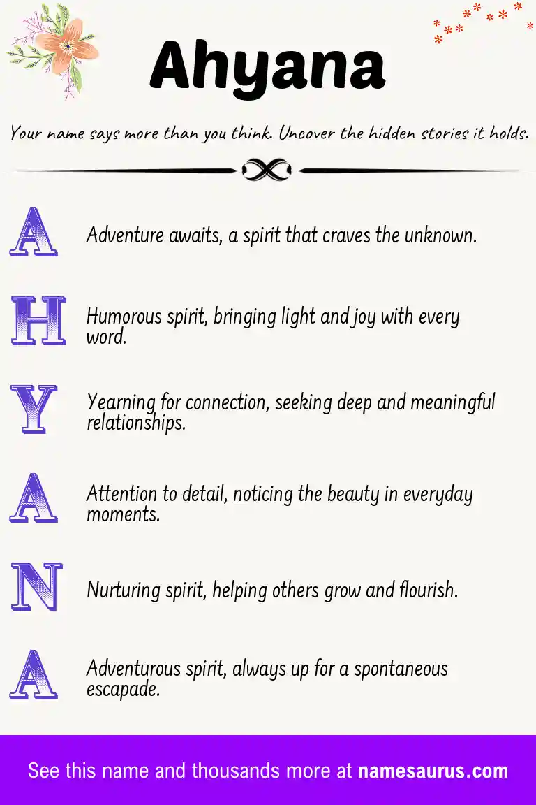 Acrostic poem about Ahyana.