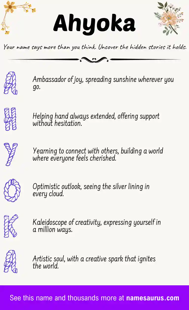 Acrostic poem about Ahyoka.