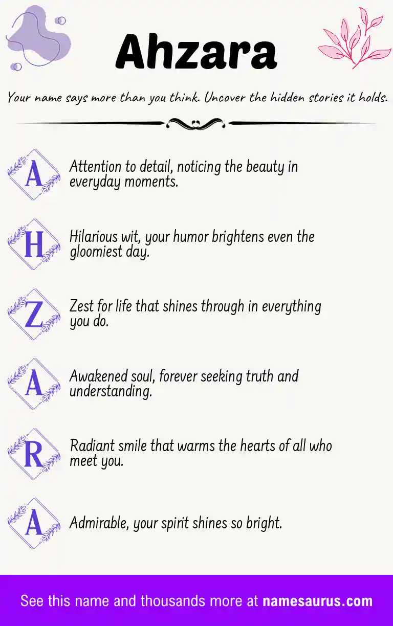 Acrostic poem about Ahzara.