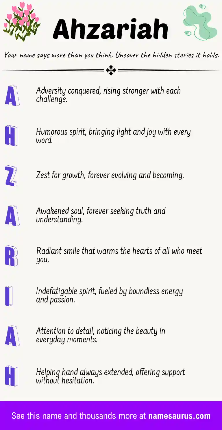 Acrostic poem about Ahzariah.