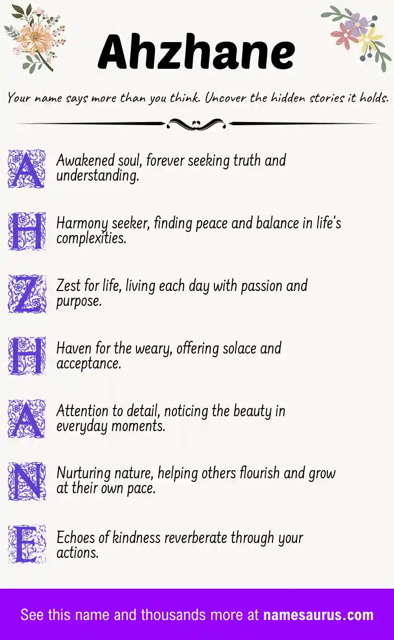 Acrostic poem about Ahzhane.
