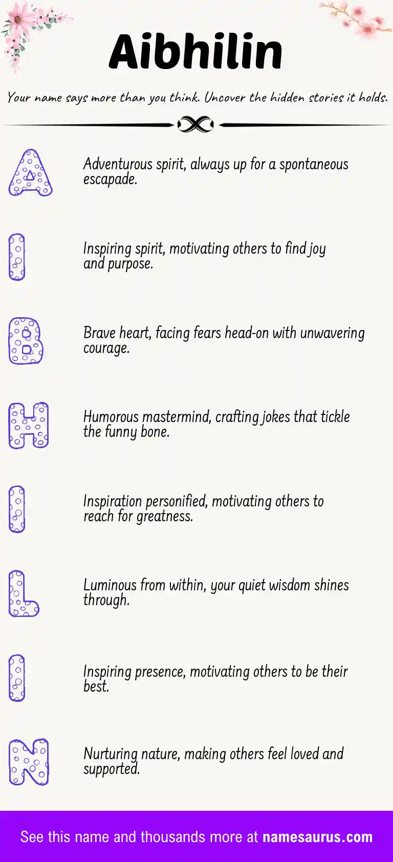 Acrostic poem about Aibhilin.