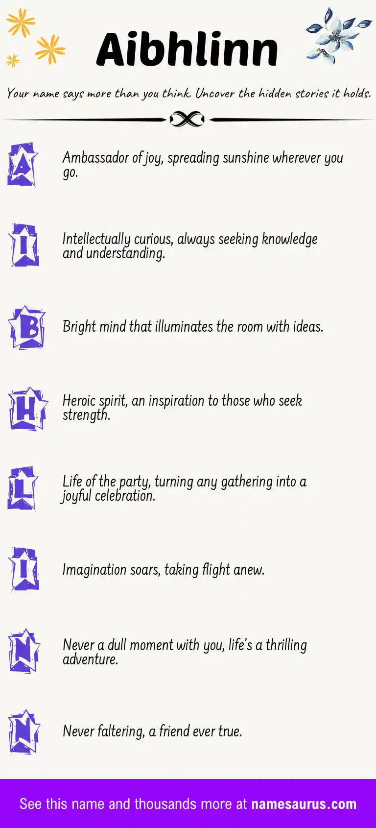 Acrostic poem about Aibhlinn.