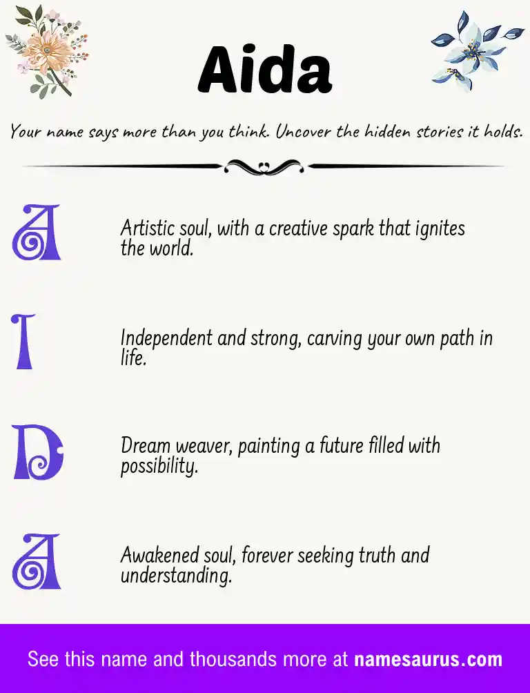Acrostic poem about Aida.