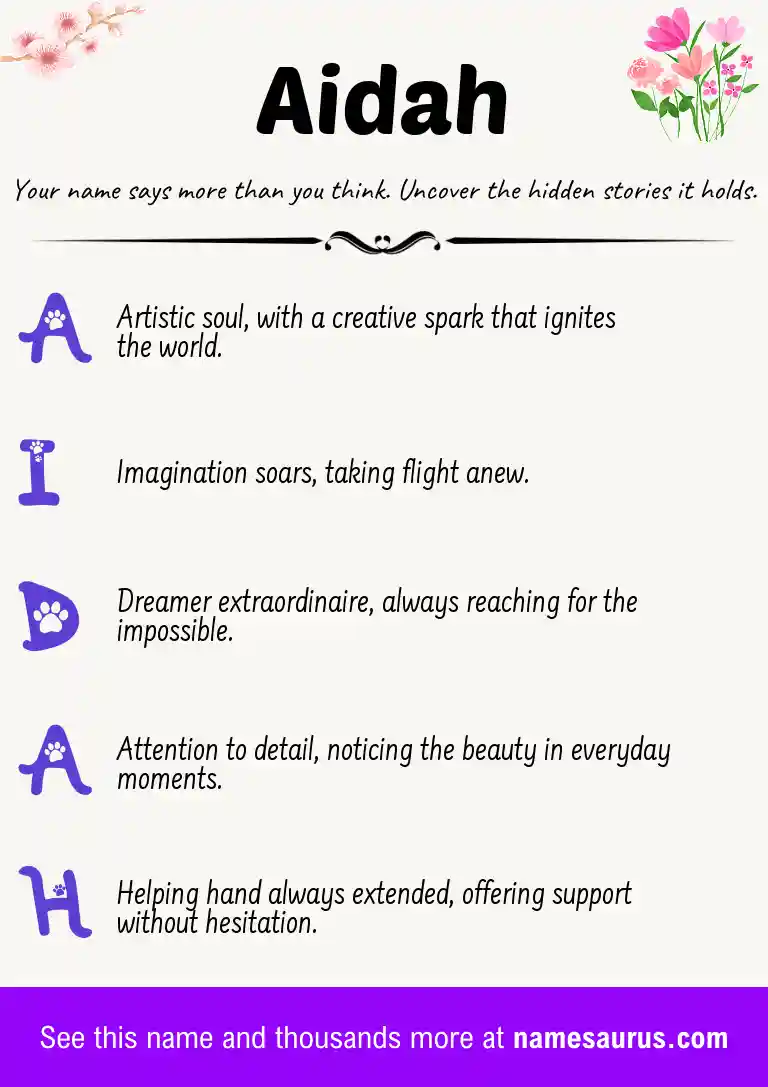 Acrostic poem about Aidah.