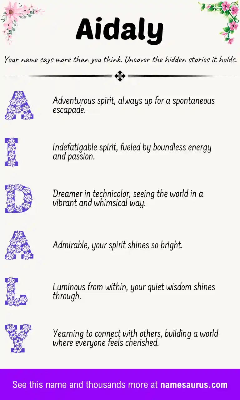 Acrostic poem about Aidaly.