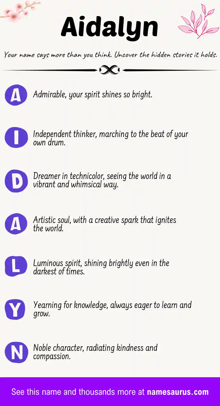 Acrostic poem about Aidalyn.