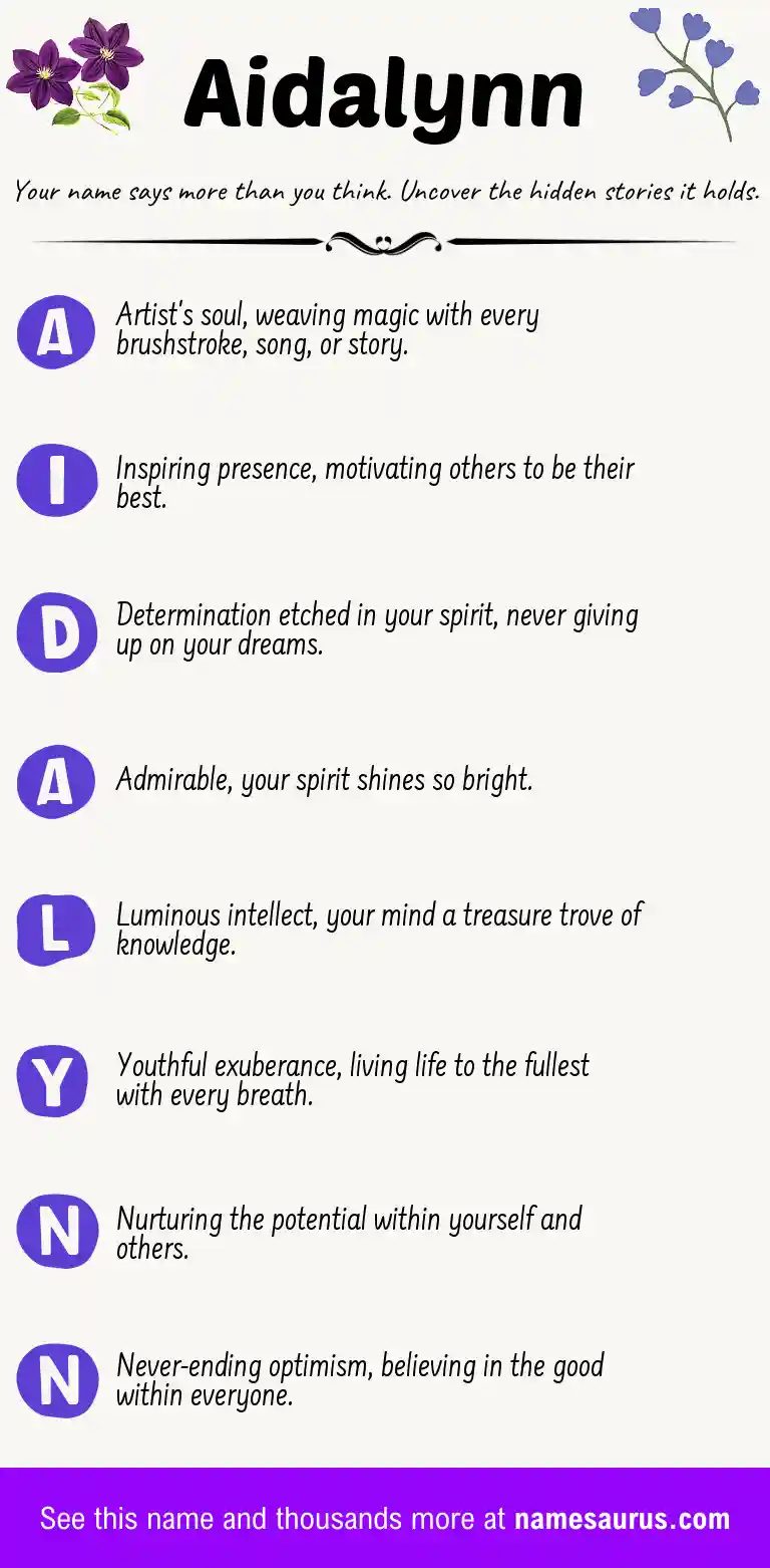 Acrostic poem about Aidalynn.