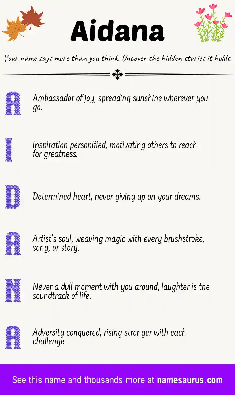 Acrostic poem about Aidana.
