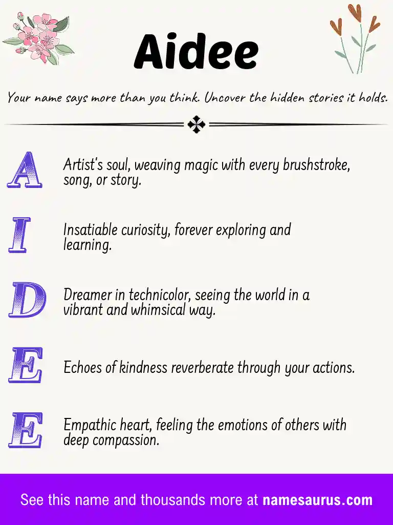 Acrostic poem about Aidee.