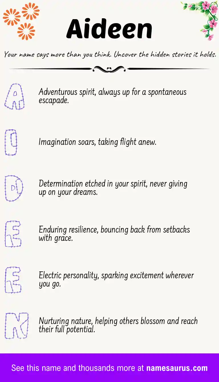 Acrostic poem about Aideen.