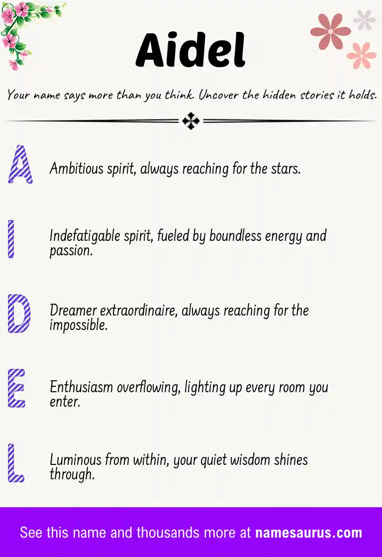 Acrostic poem about Aidel.