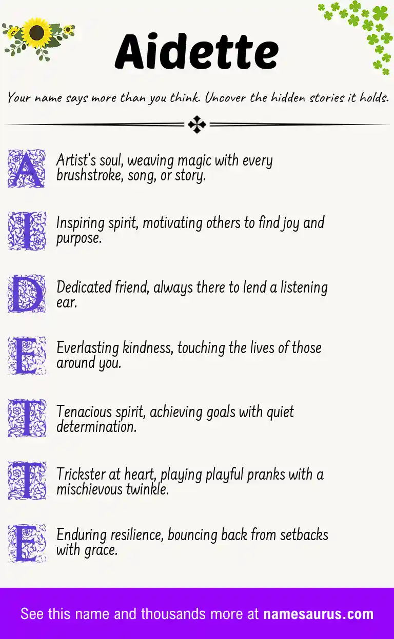 Acrostic poem about Aidette.