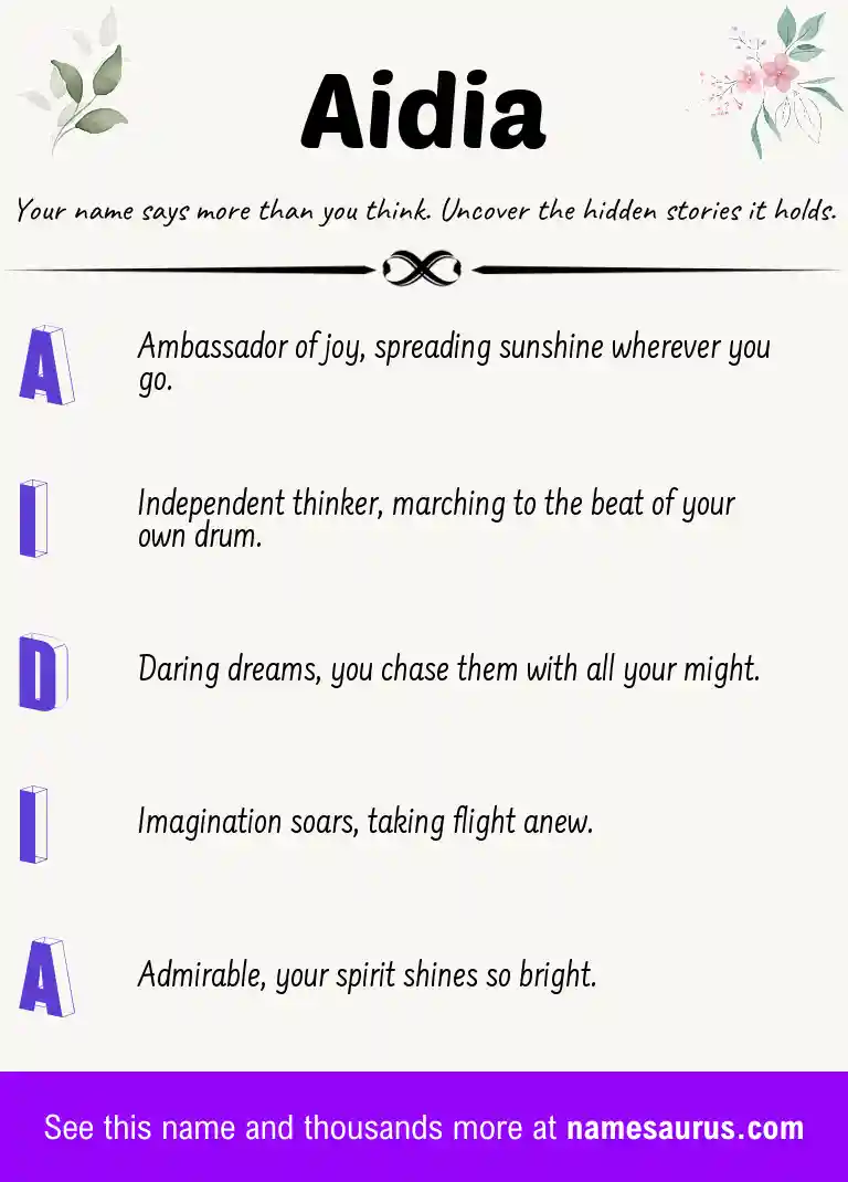 Acrostic poem about Aidia.