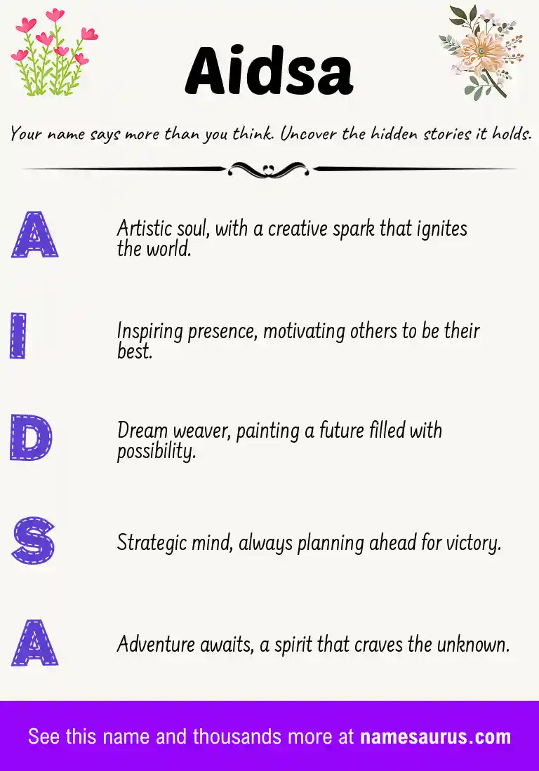 Acrostic poem about Aidsa.