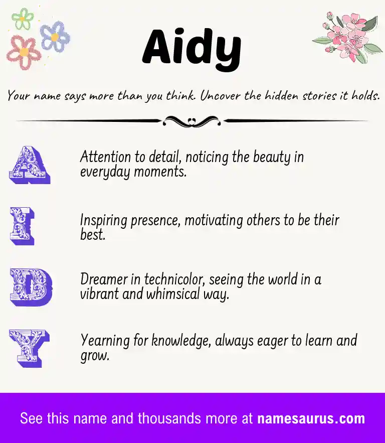 Acrostic poem about Aidy.