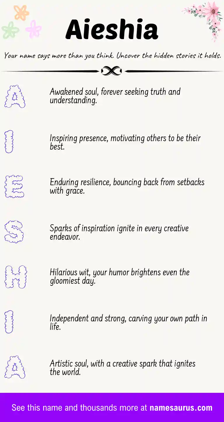 Acrostic poem about Aieshia.