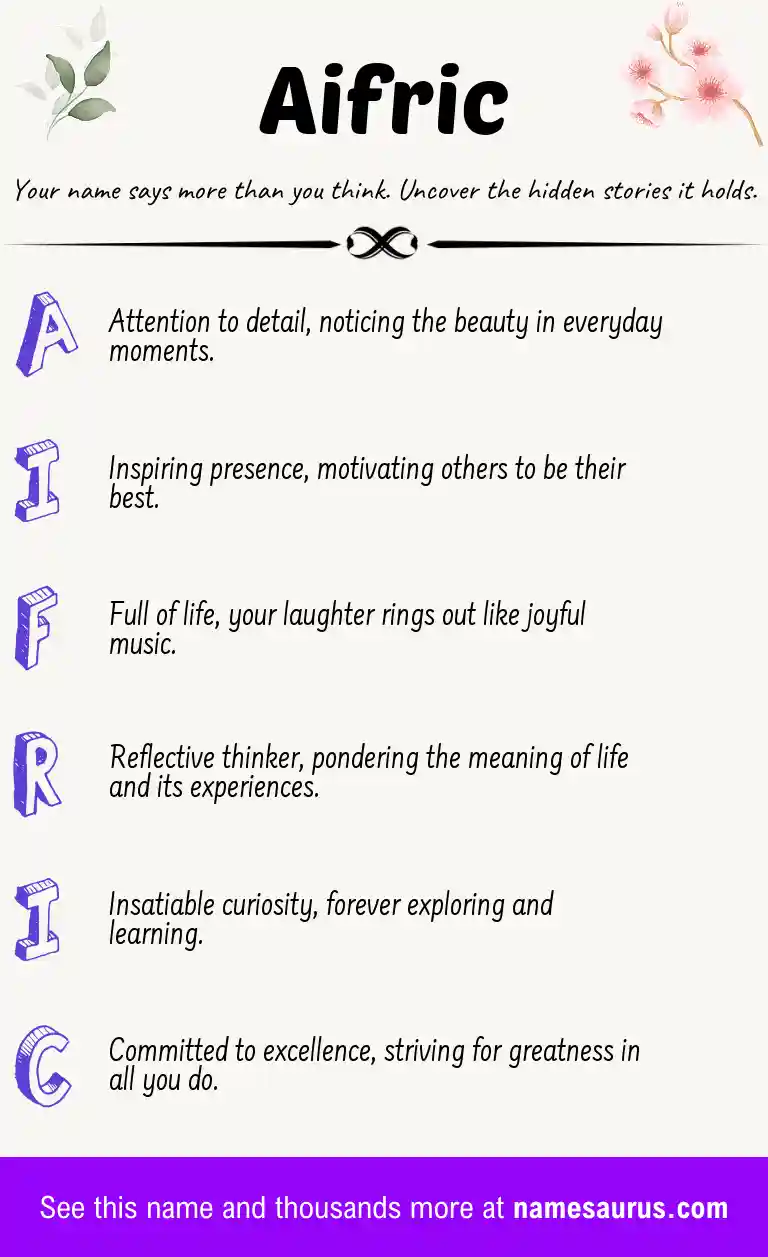Acrostic poem about Aifric.