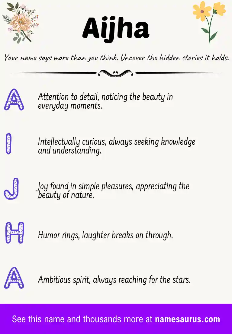 Acrostic poem about Aijha.