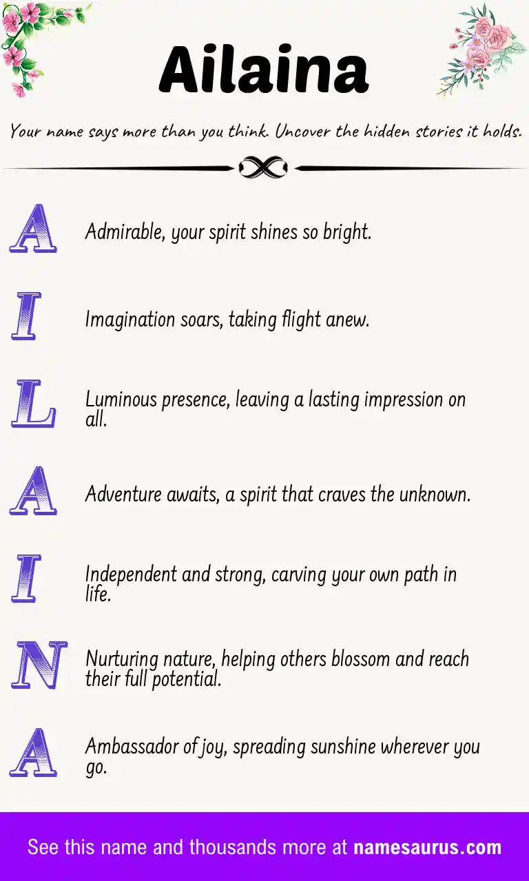 Acrostic poem about Ailaina.
